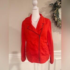 Cynthia Rowley Asymmetrical 100% Linen Jacket Women's Size S Orange / Coral
